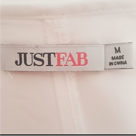 JUSTFAB Boho Embroidered Flutter Sleeve White and Red Lined Dress - Picture 8 of 11